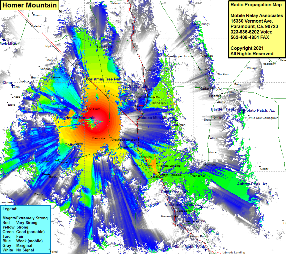 heat map radio coverage Homer Mountain